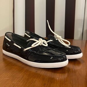 Cole Haan Nantucket Camp Moc Shoes Loafers Boat Flats Navy Patent Women’s Size 8